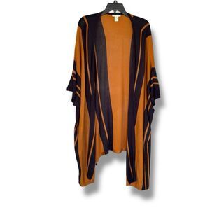H&M Women’s Long Draped Open Cardigan Brown Navy Lightweight XS Oversized Boho